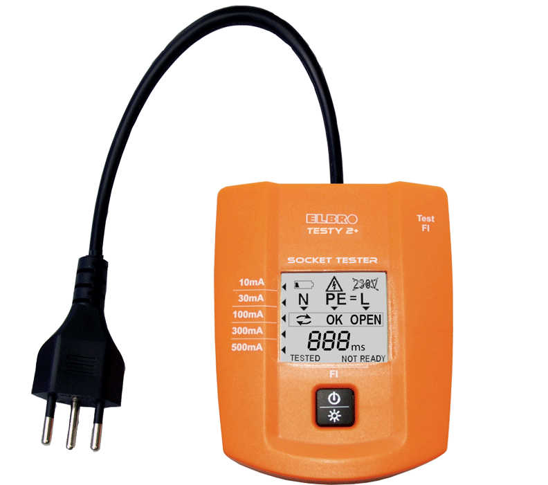 Elbro - Testy 2+ - Contrôleur de prises et test de tension - FI - n°1 - Testy 2+ - Bugnard.ch