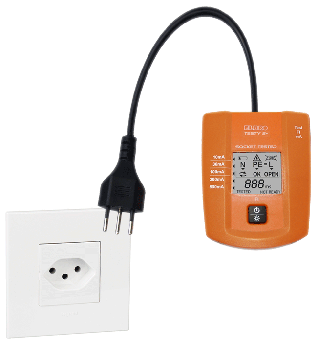 Elbro - Testy 2+ - Contrôleur de prises et test de tension - FI - n°2 - Testy 2+ - Bugnard.ch
