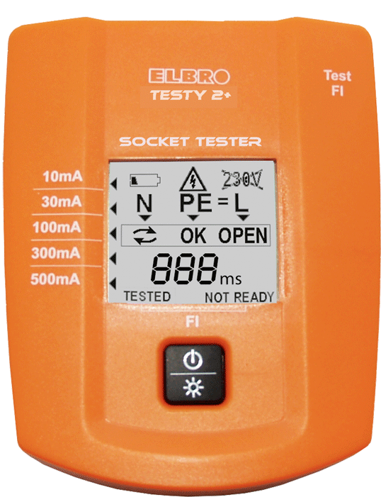 Elbro - Testy 2+ - Contrôleur de prises et test de tension - FI - n°4 - Testy 2+ - Bugnard.ch