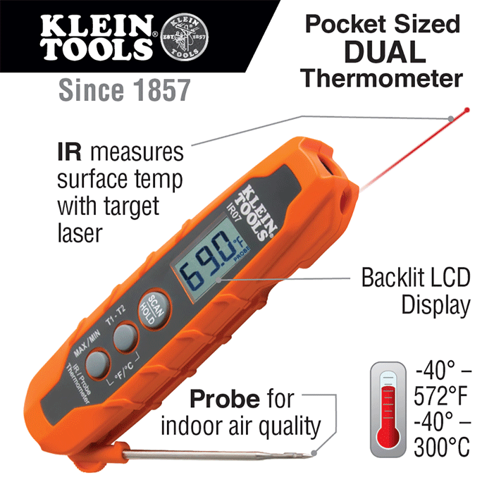 Klein Tools - IR07 - Thermomètre avec sonde de température/capteur IR - n°8 - IR07 - EAN 0092644691812 - Bugnard.ch