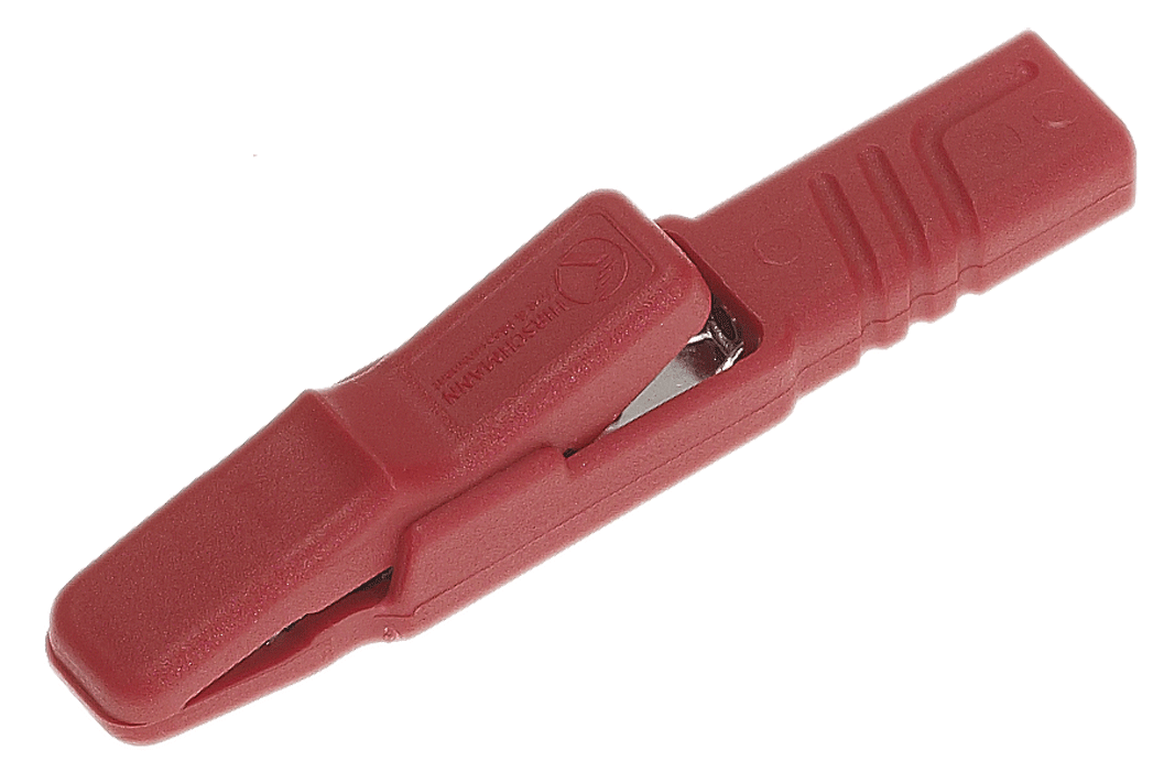 Hirschmann - AK 2 S - Pince crocodile, rouge, isolée, longueur 80mm - n°1 - AK 2 S - Bugnard.ch