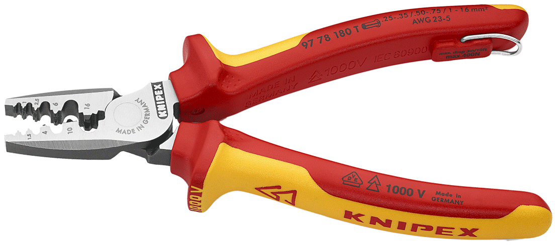 Knipex - Pince à sertir pour embouts de fils - isolée 1000V - n°2 - 97 78 T - EAN 4003773081531 - Bugnard.ch