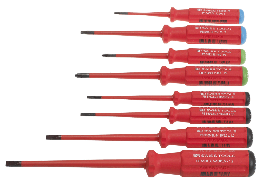 PB Swiss Tools - Jeu de tournevis 8 pièces - isolé 1000 V - n°3 - Bugnard.ch