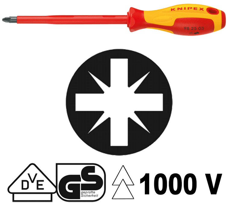 Knipex - 98 25 - Tournevis - Pozidriv - isolé 1000 V - n°1 - 98 25 - Bugnard.ch
