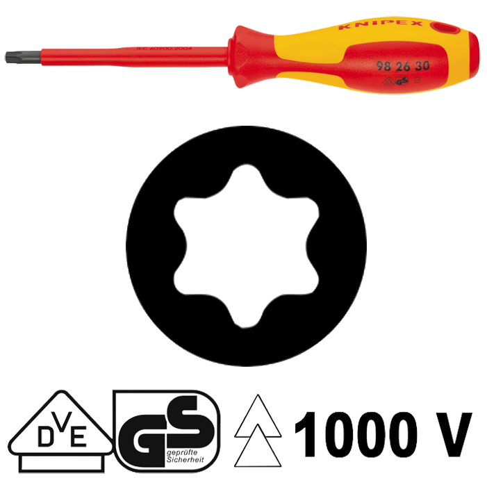 Knipex - Tournevis - Torx - isolé 1000 V - n°1 - 98 26 - Bugnard.ch
