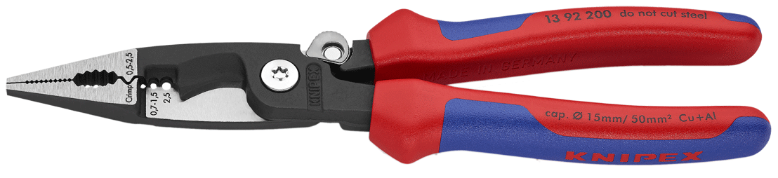 Knipex - 13 92 - Pince universelle d'électricien - 6 fonctions - ressort d'ouverture - n°1 - 13 92 - EAN 4003773075103 - Bugnard.ch