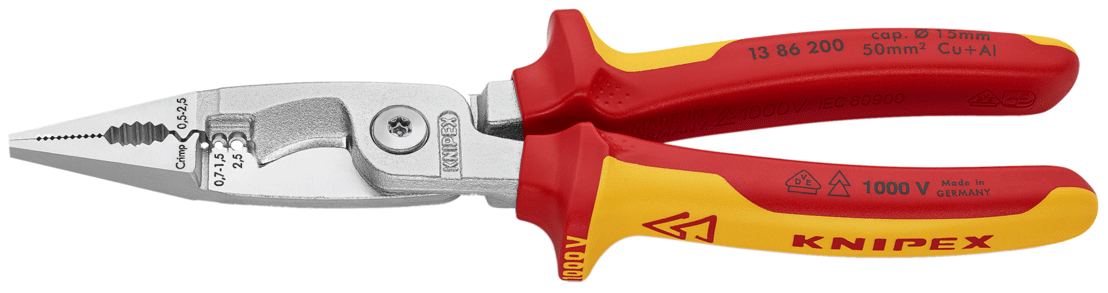 Knipex - 13 86 - Pince universelle d'électricien - 6 fonctions - 1000 V - n°1 - 13 86 - EAN 4003773075097 - Bugnard.ch