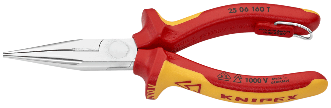 Knipex - Pince à bec demi-rond - coupante de côté - 1000 V - Tethered - n°1 - Bugnard.ch