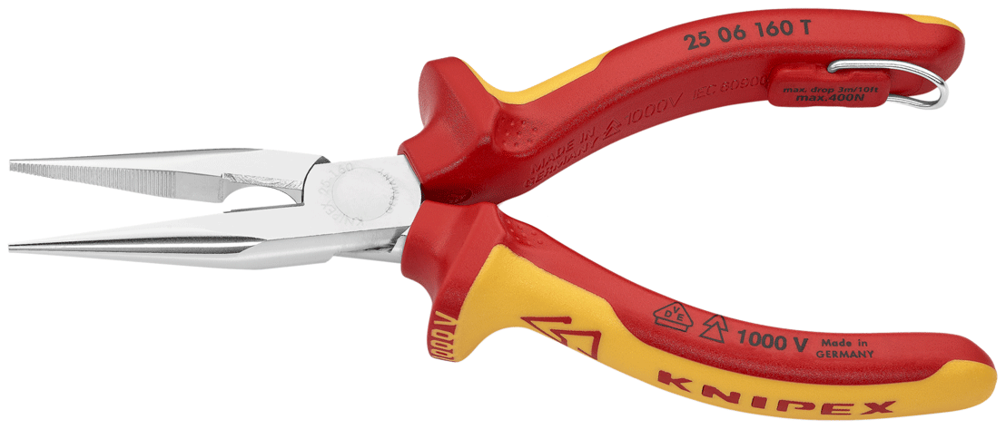 Knipex - Pince à bec demi-rond - coupante de côté - 1000 V - Tethered - n°2 - Bugnard.ch