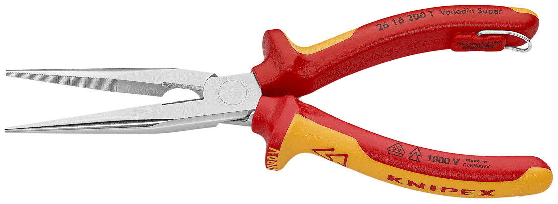 Knipex - Pince à bec demi-rond - coupante de côté - 1000 V - Tethered - n°4 - Bugnard.ch