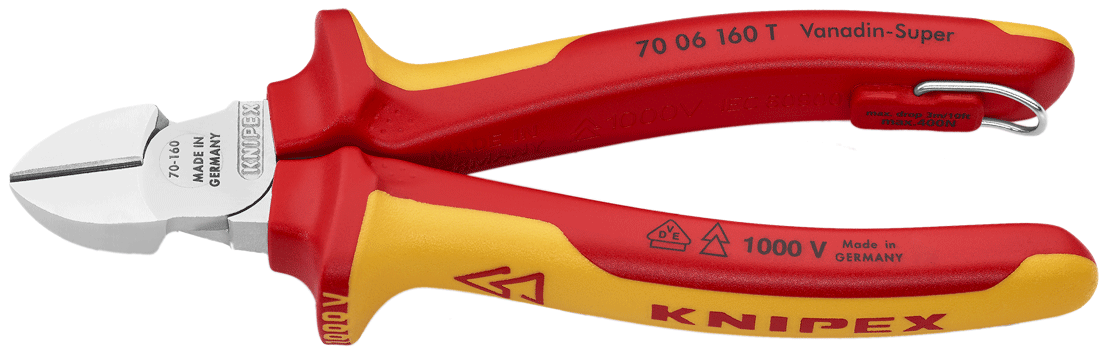Knipex - 70 06 T - Pince coupant de côté - forme suédoise - 1000 V - Tethered - n°1 - 70 06 T - Bugnard.ch
