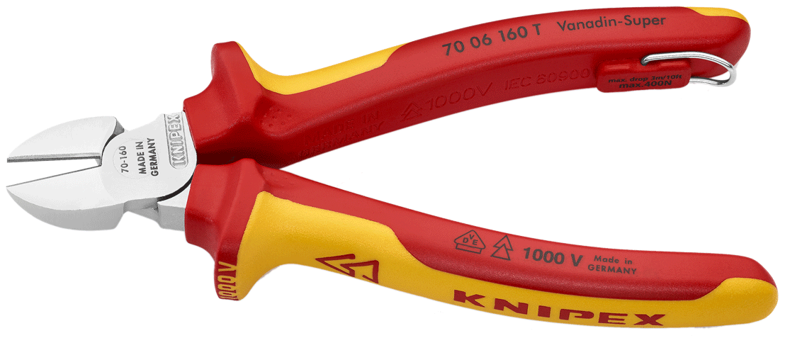 Knipex - 70 06 T - Pince coupant de côté - forme suédoise - 1000 V - Tethered - n°2 - 70 06 T - Bugnard.ch