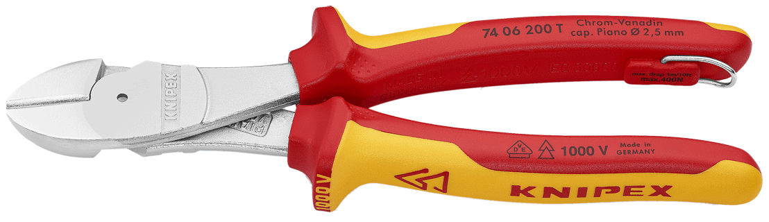 Knipex - 74 06 T - Pince coupante de côté à forte démultiplication - 1000 V - Tethered - n°1 - 74 06 T - EAN 4003773081494 - Bugnard.ch