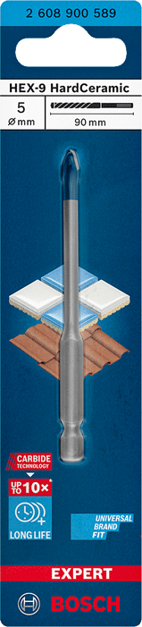 Bosch - EXPERT HEX-9 HardCeramic - Foret pour carrelage - à queue six pans 1/4" - n°2 - EXPERT HEX-9 HardCeramic - Bugnard.ch