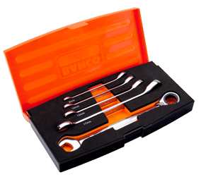 Bahco - Jeu de clés mixtes - cliquet et à fourche - 5 pièces