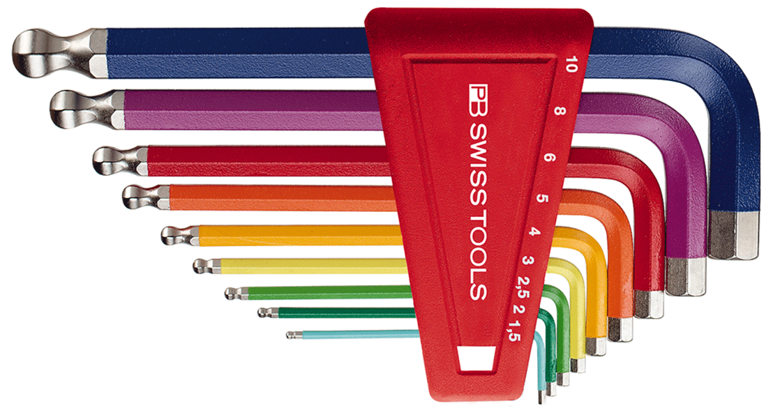 PB Swiss Tools - PB 212 H RB - Jeu de clés mâles - PB Rainbow - tête sphérique - n°1 - PB 212 H RB - EAN 7610733063741 - Bugnard.ch