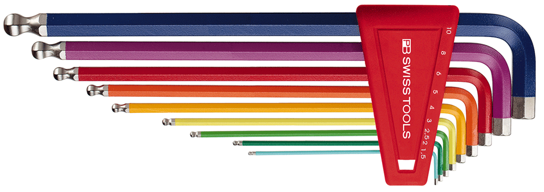 PB Swiss Tools - PB 212 LH RB - Jeu de clés mâles - PB Rainbow - long - tête sphérique - n°1 - PB 212 LH RB - EAN 7610733076963 - Bugnard.ch