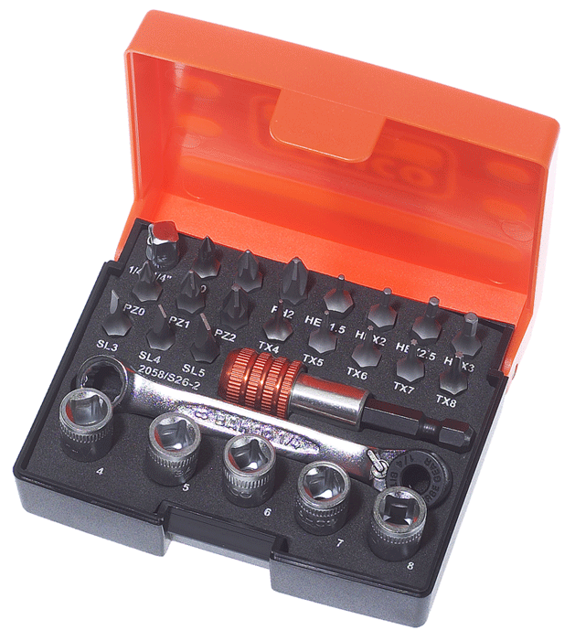 Bahco - Jeu de bits et clés à douille, avec cliquet 1/4" - n°1 - EAN 7314151849283 - Bugnard.ch