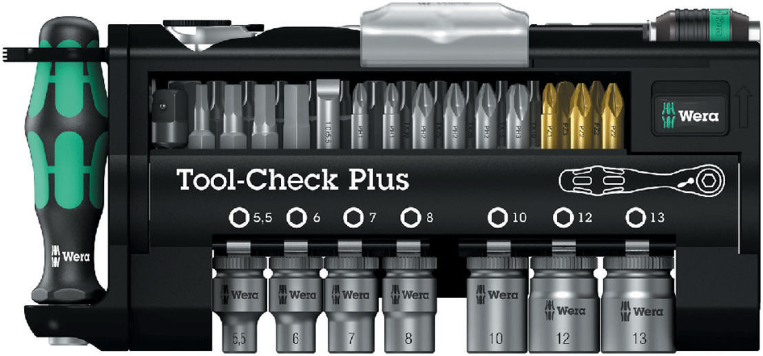 Wera - Tool-Check-Plus - Jeu de bits et clés à douille, cliquet et poignée - n°2 - Tool-Check-Plus - EAN 4013288173003 - Bugnard.ch