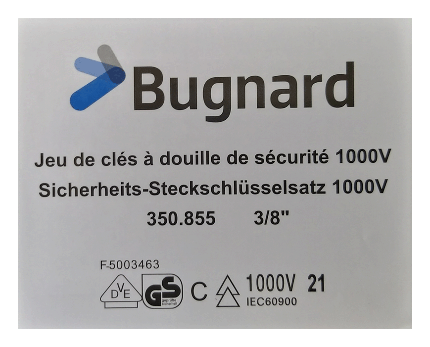 Bugnard - Jeu de clés à douille 3/8" - isolé 1000 V - n°4 - Bugnard.ch