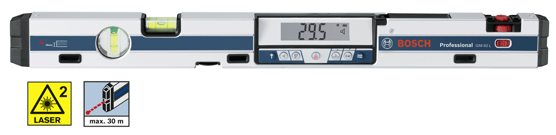 Bosch - GIM 60 L - Niveau à bulle à affichage digital - point laser - n°1 - GIM 60 L - EAN 3165140803243 - Bugnard.ch