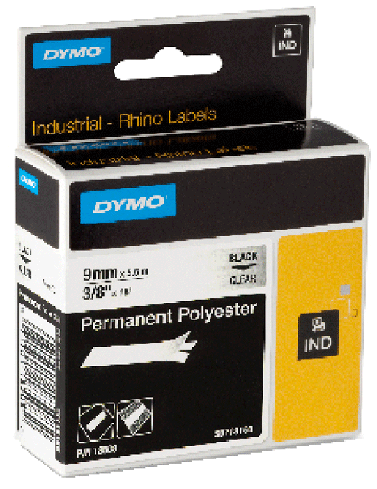 Dymo - Cassette de ruban à étiqueter - noir sur transparent - extra fort - n°1 - 18508 - EAN 0071701185082 - Bugnard.ch