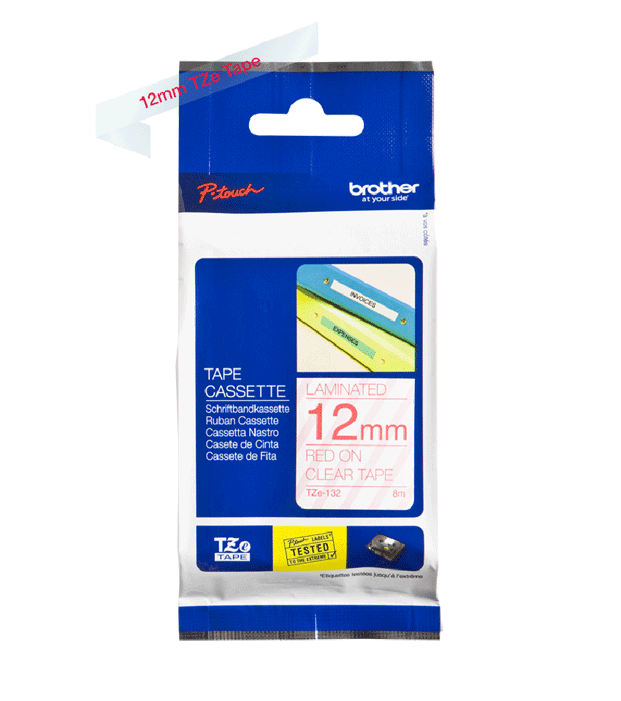 Brother - P-Touch TZe Tape - Cassette de ruban à étiqueter - rouge sur transparent - n°1 - P-Touch TZe Tape - EAN 4977766684842 - Bugnard.ch