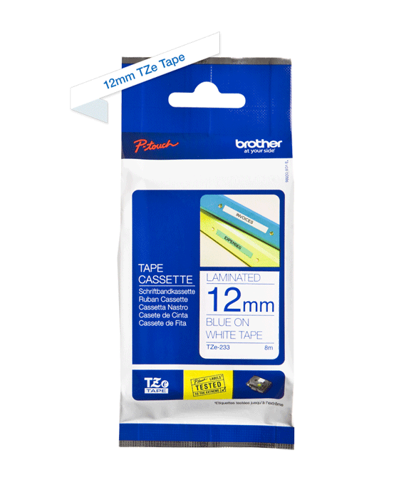 Brother - P-Touch TZe Tape - Cassette de ruban à étiqueter - bleu sur blanc - n°1 - P-Touch TZe Tape - Bugnard.ch
