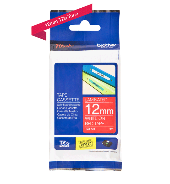 Brother - P-Touch TZe Tape - Cassette de ruban à étiqueter - blanc sur rouge - n°1 - P-Touch TZe Tape - EAN 4977766686297 - Bugnard.ch