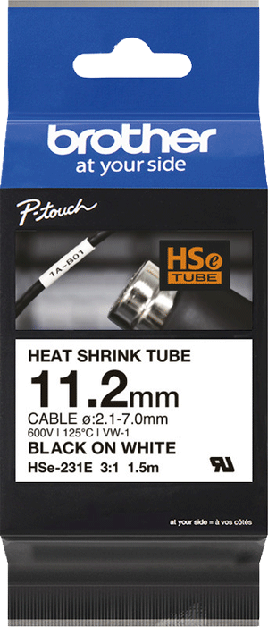 Brother - P-touch Heat-Shrink-Tube - Cassette de ruban à étiqueter - noir sur blanc - thermorétractable - n°1 - P-touch Heat-Shrink-Tube - EAN 4977766822824 - Bugnard.ch