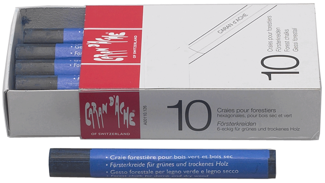 Caran D'Ache - Craies pour bois, hexagonales bleues - n°1 - EAN 7610186270475 - Bugnard.ch