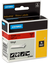 Dymo - 18438 - Cassette de ruban à étiqueter - noir sur rouge - vinyle