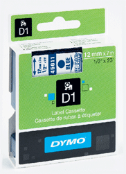 Dymo - D1 - Cassette de ruban à étiqueter - bleu sur transparent