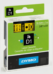 Dymo - D1 - Cassette de ruban à étiqueter - noir sur jaune