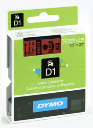 Dymo - D1 - Cassette de ruban à étiqueter - noir sur rouge