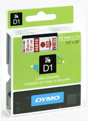 Dymo - D1 - Cassette de ruban à étiqueter - rouge sur blanc