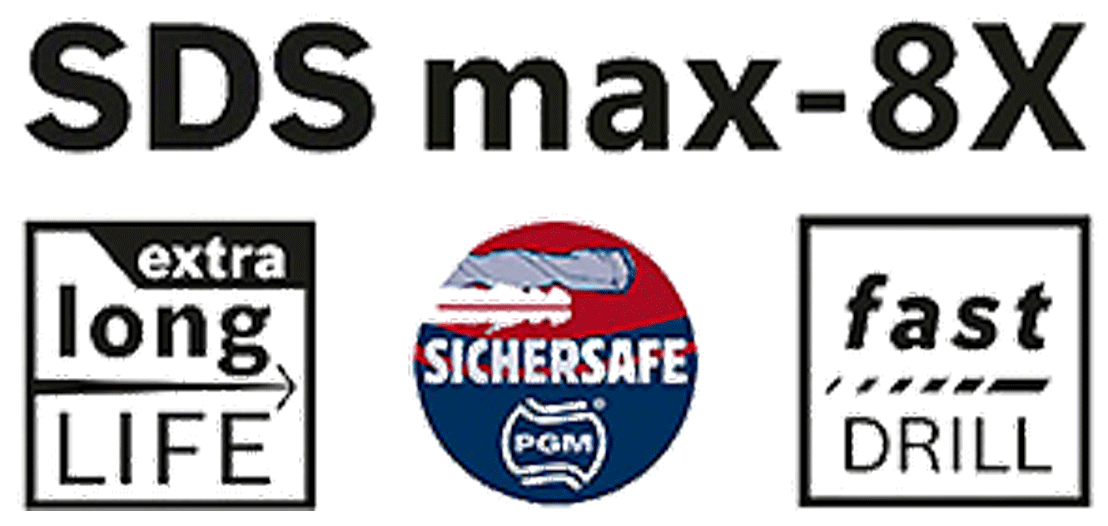 Bosch - SDS-max-8X - Mèche pour perforateur pneumatique - SDS-max - 4 taillants - n°5 - SDS-max-8X - Bugnard.ch