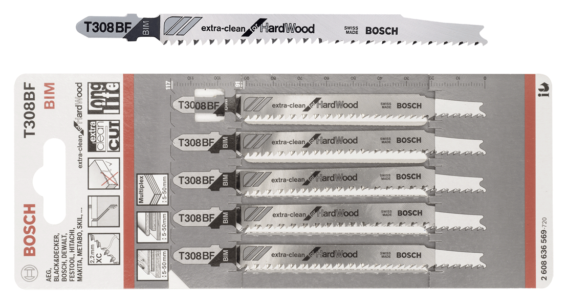 Bosch - Lames de scie sauteuse - n°1 - T 308 BF - EAN 3165140470322 - Bugnard.ch