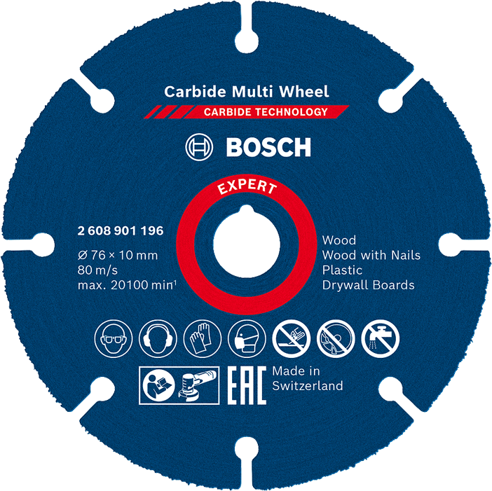 Bosch - EXPERT Carbide Multiwheel - Disque à tronçonner à revêtement en métal dur - n°1 - EXPERT Carbide Multiwheel - EAN 4059952567549 - Bugnard.ch