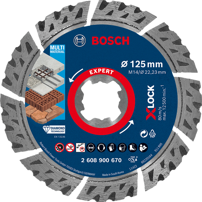 Bosch - EXPERT X-LOCK MultiMaterial - Disque à tronçonner à revêtement en diamant X-LOCK - n°1 - EXPERT X-LOCK MultiMaterial - EAN 4059952540054 - Bugnard.ch