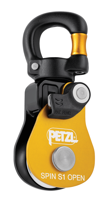 Petzl - Poulie à haut rendement pour systèmes de mouflage - avec émerillon ouvrable - n°1 - SPIN S1 OPEN - EAN 3342540839472 - Bugnard.ch
