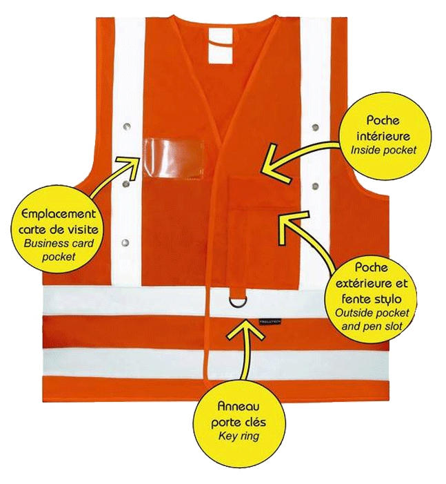 PROLUTECH - K-Safe - Gilet de sécurité - Hi-Vis orange - avec LED - n°3 - K-Safe - Bugnard.ch