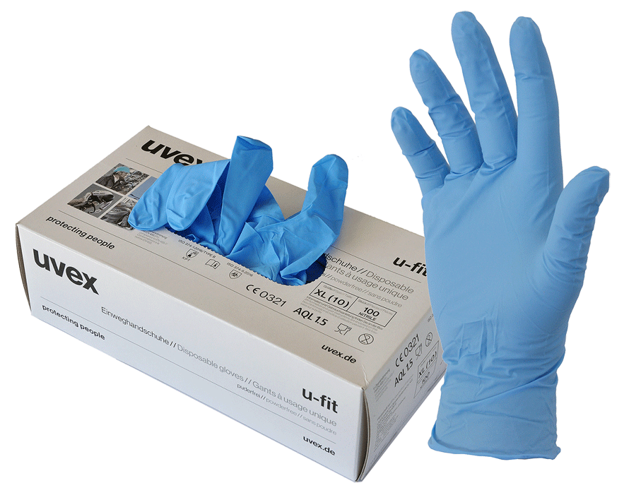 Uvex - U-Fit - Gants de protection en nitrile - à usage unique - 0.1 mm - n°1 - U-Fit - Bugnard.ch
