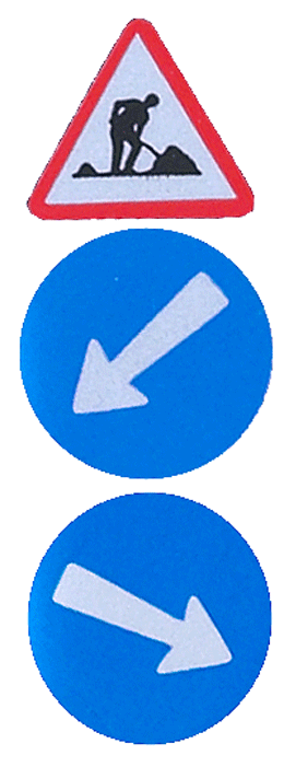 Triopan - Signal pliant - "Travaux-gauche-droite" - classe N - n°2 - Bugnard.ch