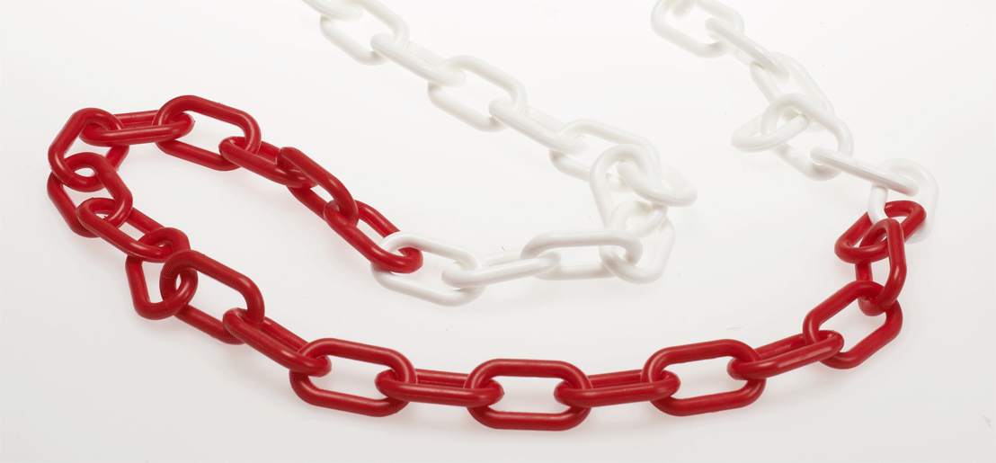 Chaîne pour barrages - polyéthylène - rouge et blanc - n°2 - Bugnard.ch