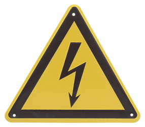 W012 - Signal triangulaire "Danger d'électrocution"