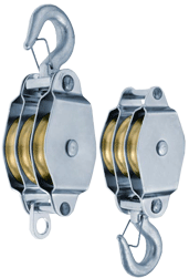 Moufle pour corde - 3 poulies en laiton