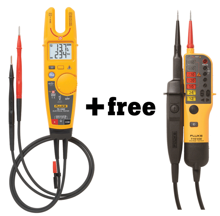 Fluke - Kit ampèremètre numérique + contrôleur de tension - n°1 - T6-1000 + T110 VDE - Bugnard.ch