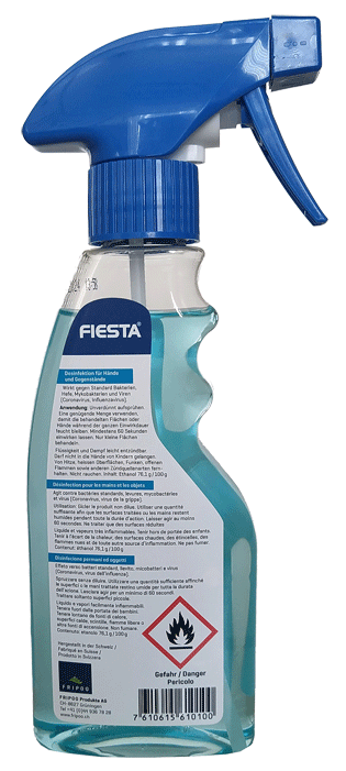 Fripoo - FIESTA - Liquide désinfectant pour les mains - spray - 250 ml - n°2 - FIESTA - EAN 7610615610100 - Bugnard.ch