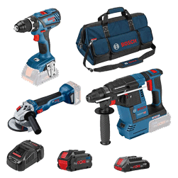 Bosch - Set marteau-perforateur + perceuse-visseuse + meuleuse angulaire - 18 V